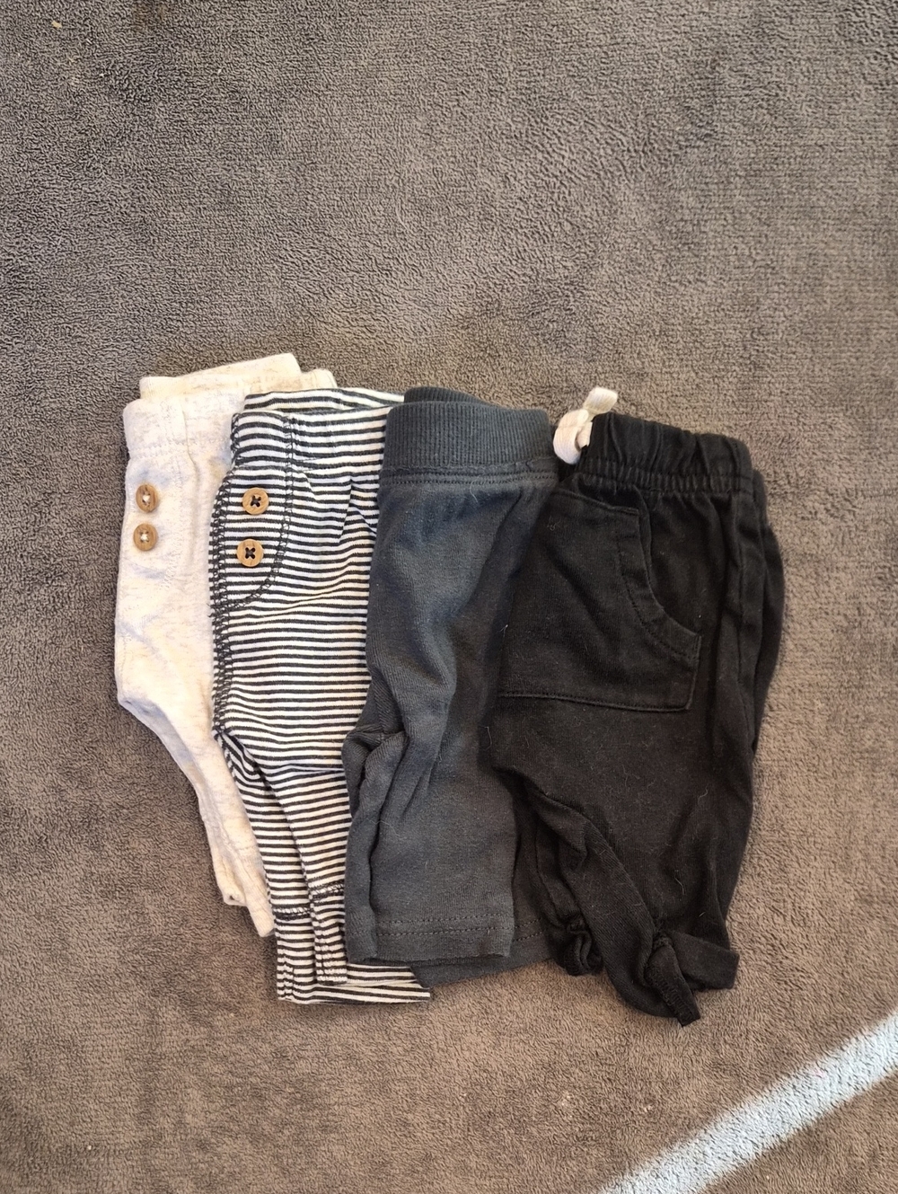 Kids Cotton Pull-On Bottoms - Black, Charcoal, Striped, Cream
